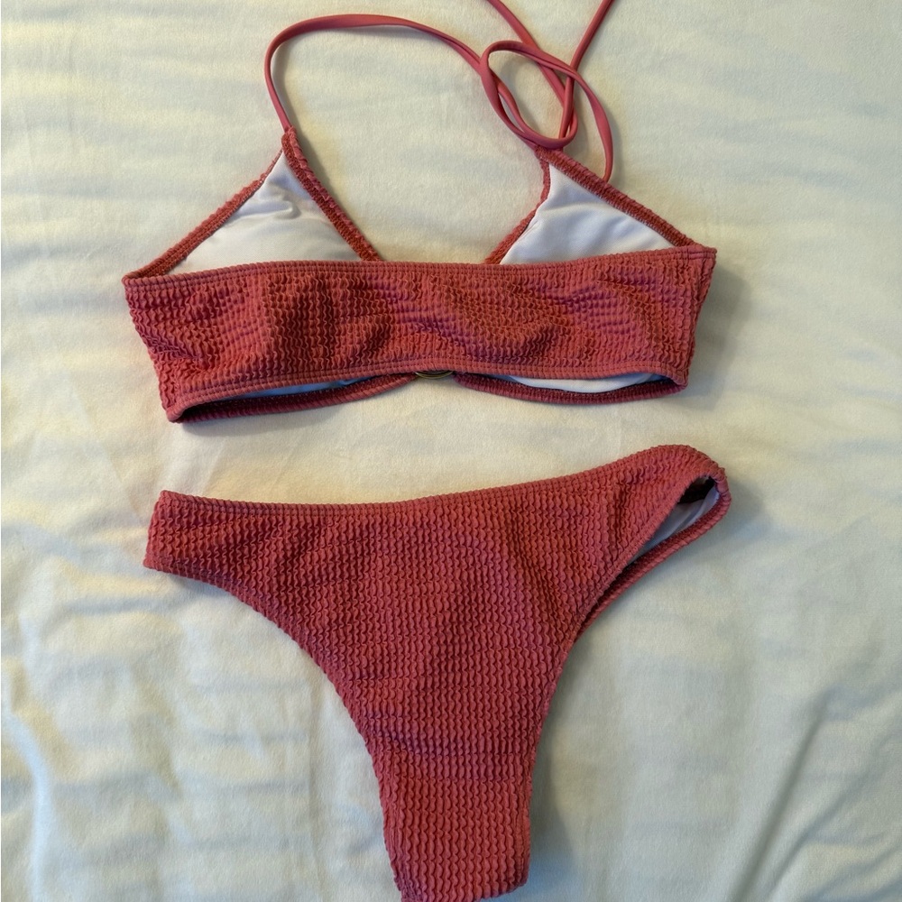 Pink Textured Bikini Set - Picture 6 of 9